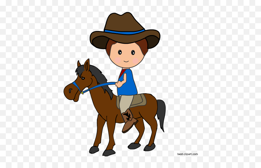 Western Cowboy Cowgirl Free Clip Art - Clipart Horse With Cowboy Hat Emoji,Riding On A Horse Emoji
