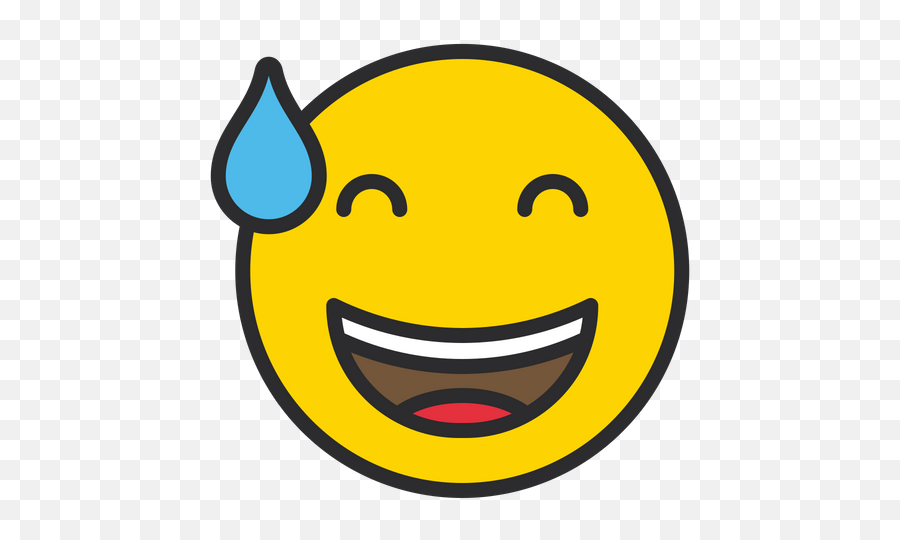 Free Grinning Face With Sweat Colored - Smiley Sweat Black White Emoji,Sad Face With Sweat Emoji
