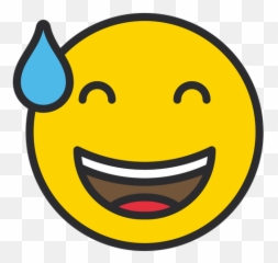 Free Grinning Face With Sweat Colored - Smiley Sweat Black White Emoji,Sad Face With Sweat Emoji