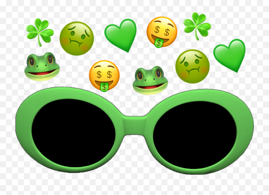 Green Greenemoji Sticker - Dot,Emoji Sunglasses Green