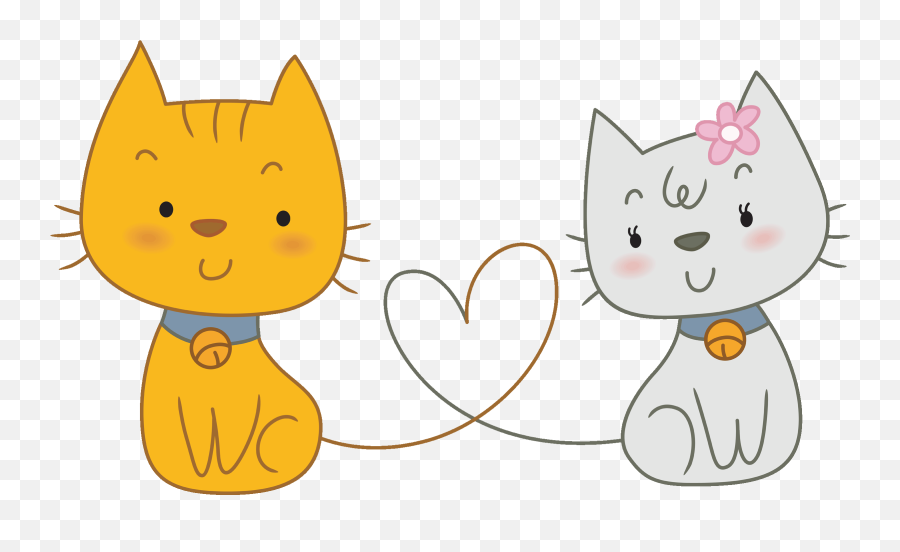 Clip Art Of The Romantic Couple Of Cats Free Image Download Emoji,Cat Emotions Clip Art
