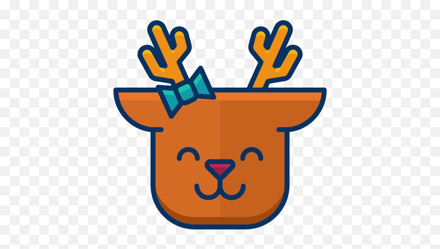 Emoji Emoticon Happy Reindeer Smile Icon - Filled Line,Puff Emoji