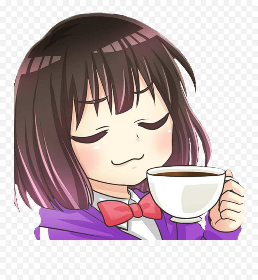 Anime Girl Manga Stickers Tea Sticker - Anime Drinking Coffee Emoji,Anime Girl Meme Emojis
