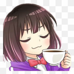 Anime Girl Manga Stickers Tea Sticker - Anime Drinking Coffee Emoji,Anime Girl Meme Emojis