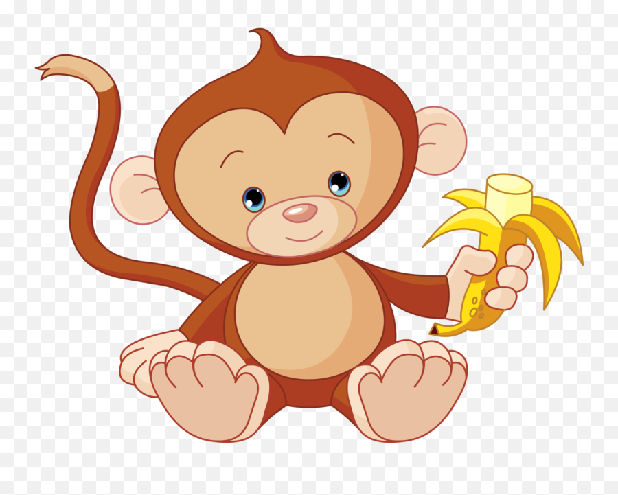 Baby Monkeys Chimpanzee Clip Art - Monkey Png Download Monkey Eating Banana Clipart Emoji,Animated Monkey Emoticon