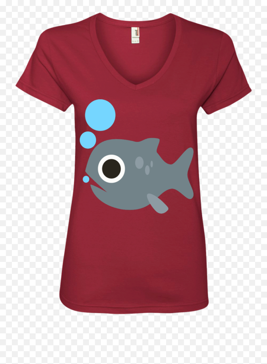 Fish Blowing Bubbles Emoji Ladies V - Cute Snoopy Tshirts For Women,Skull Fish Fish Emoji