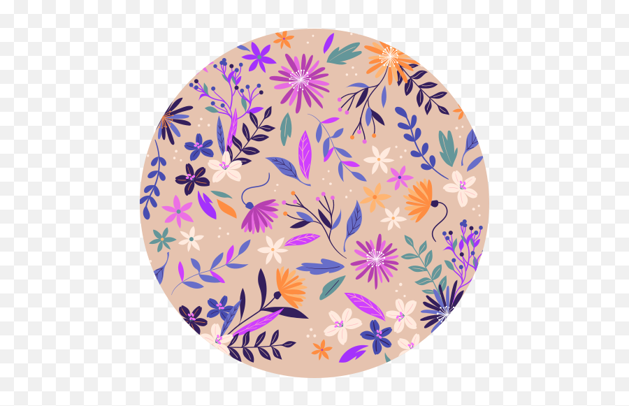Purple Flowers Flower Coaster - Tenstickers Emoji,Pink Emoji Towel