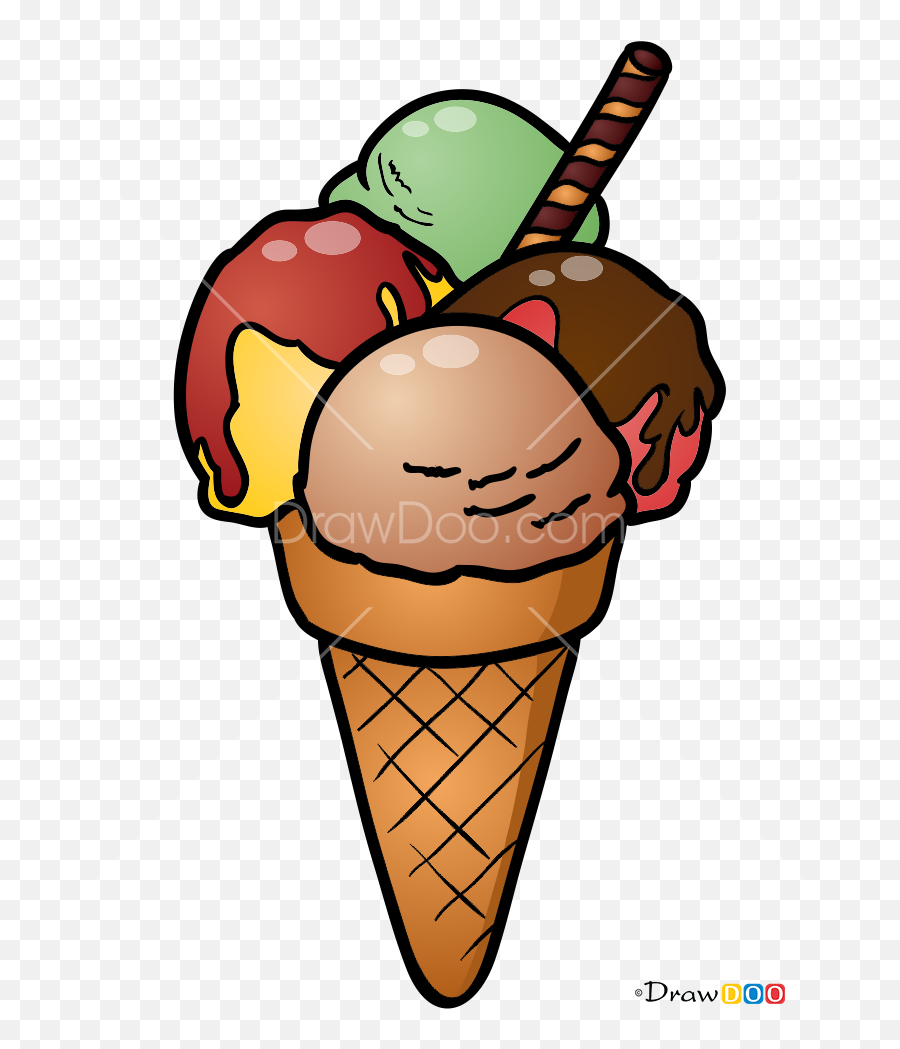 How To Draw Ice Cream Food - Cone Emoji,Chocolate Ice Cream Emoji