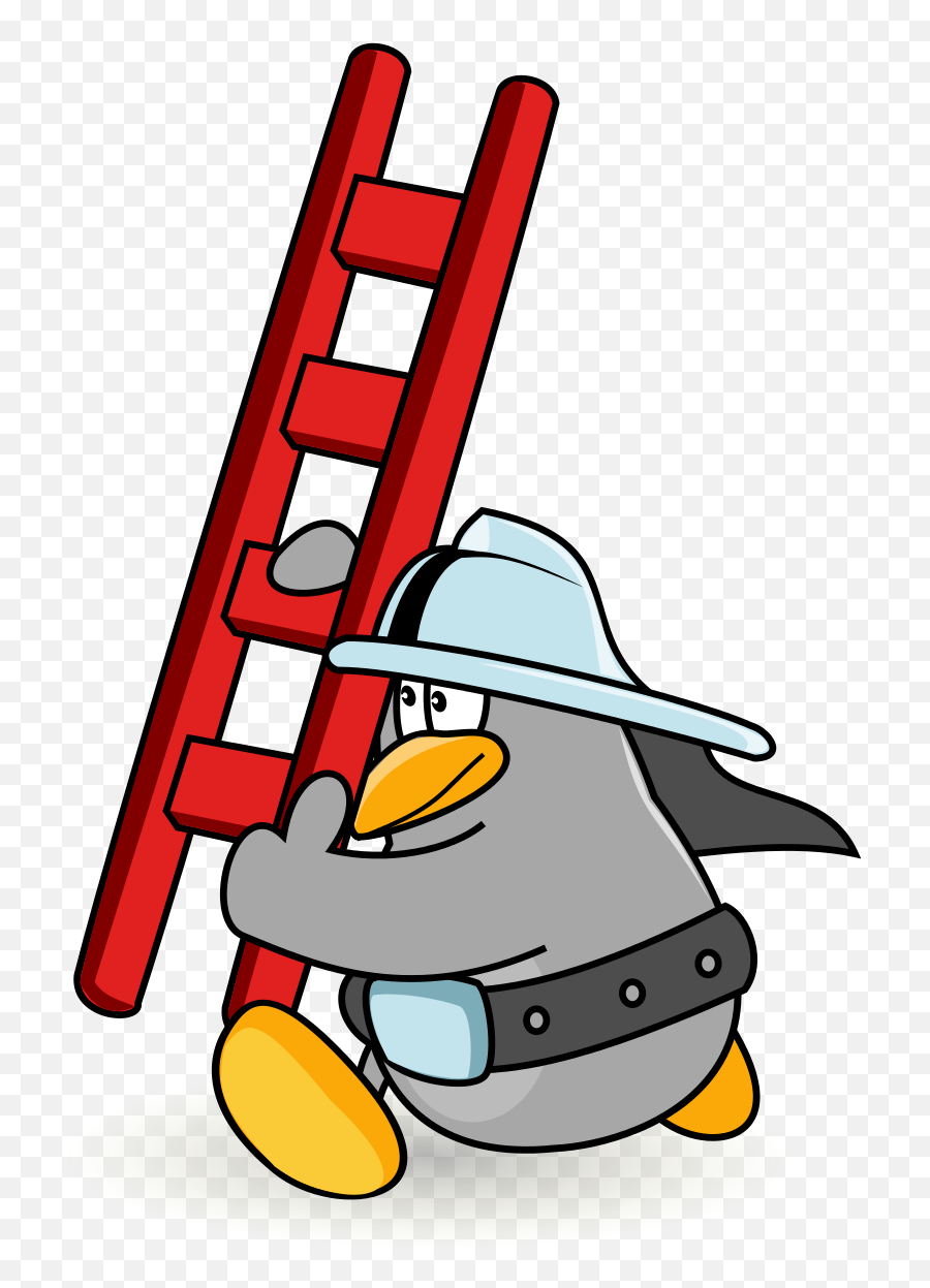 Firefighter Cartoon Ladder Clipart - Firefighter On Ladder Clip Art Emoji,Ladder Emoji