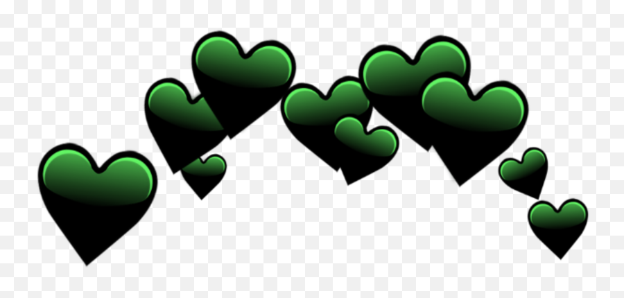 Black Green Emoji Hearts Crown - Dark Green Heart Emoji Crown,Dark Green Heart Emoji