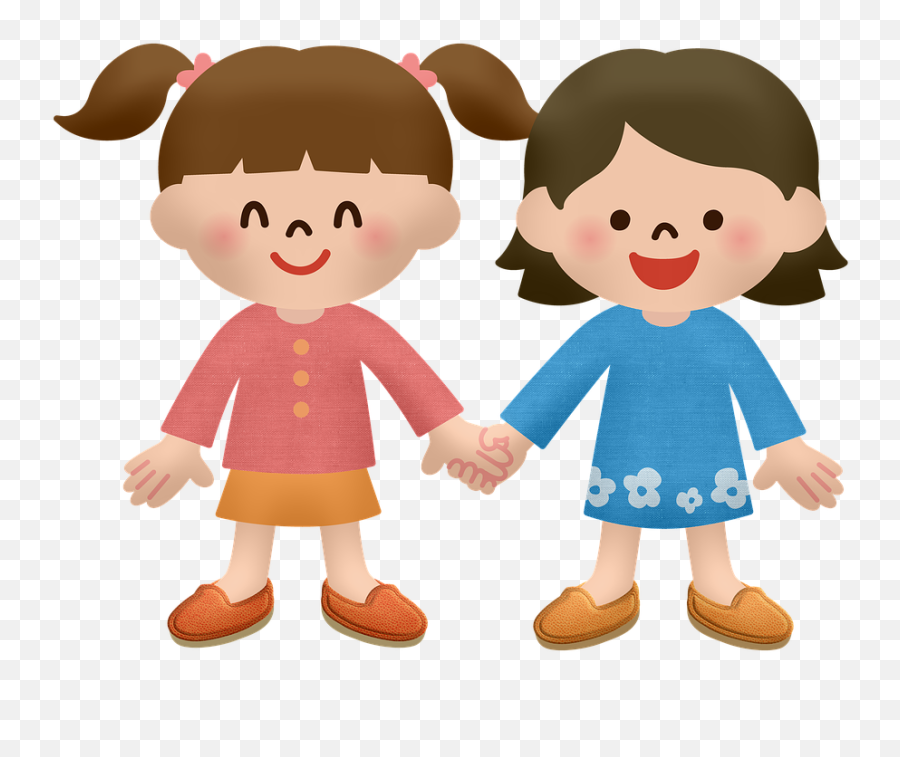 Children Girls Friends - Mother With Daughter And Son Clipart Emoji,Ca Rtoon Girl Stamding Emotions