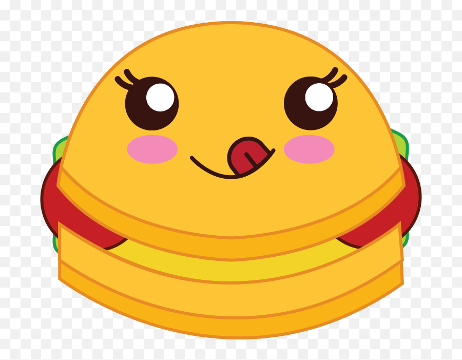Kawaii Fast Food Burger Illustration - Happy Emoji,Hamburger Facebook Emoticon