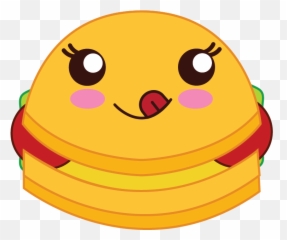 Kawaii Fast Food Burger Illustration - Happy Emoji,Hamburger Facebook Emoticon