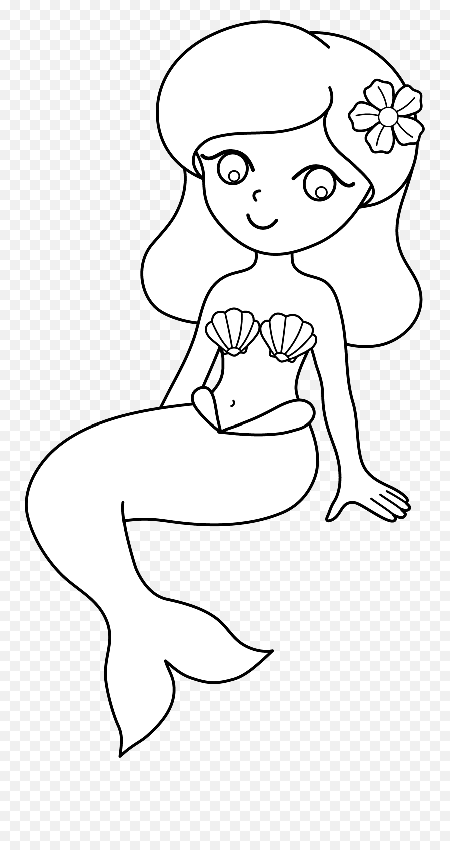 Easy Mermaid Coloring Pages For Kids - Bookishsnob Cartoon Colouring Mermaid Emoji,Easy Coloring Pages Emojis