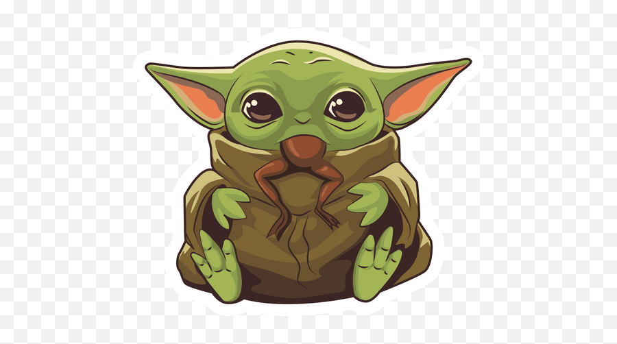 The Mandalorian Baby Yoda Eating Frog Sticker - Sticker Mania Baby Yoda Eating Frog Cartoon Emoji,Frog And Coffee Emoji