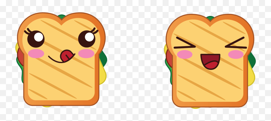 Kawaii Food Sandwich Illustration Svg - Stale Emoji,Silly Emoticon Faces Japanese Fat