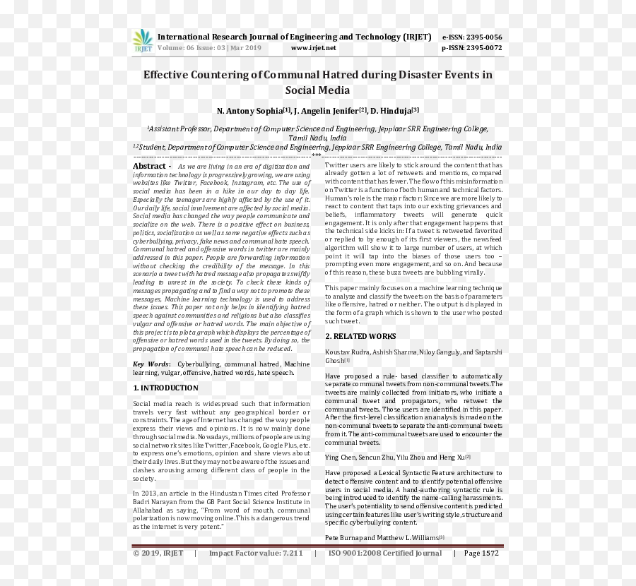 Pdf Irjet - Effective Countering Of Communal Hatred During Emoji,Tweepy Deal With Emojis