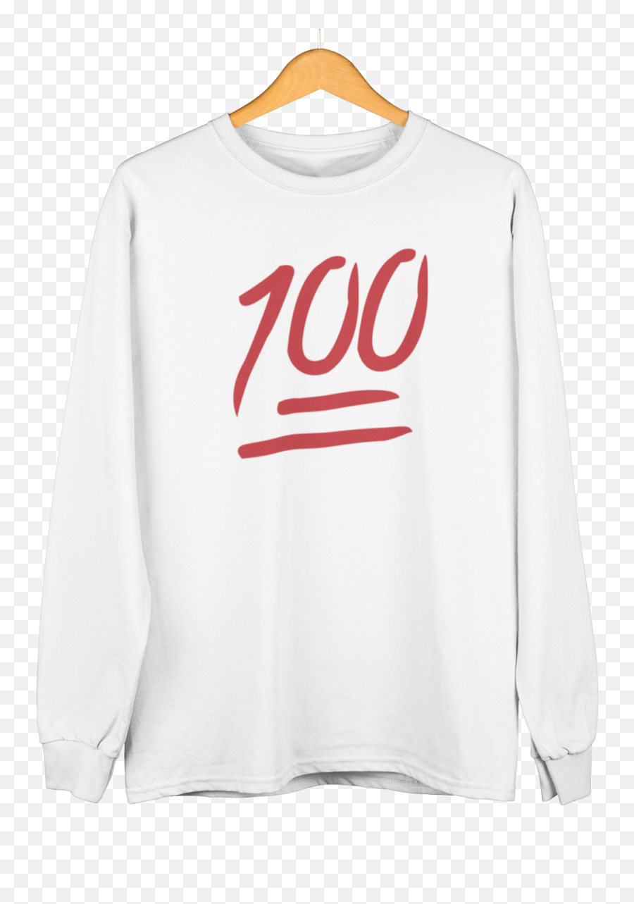 100 - Unisex Long Sleeve Tee Shirt My Site 1 Emoji,Hundred Emoji