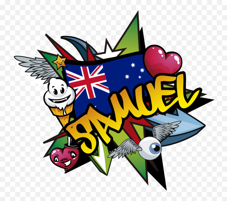 Graffiti Name Australian Flag Urban Decal - Graffiti Name And Character Emoji,Emoji Express Flags Vs Flags