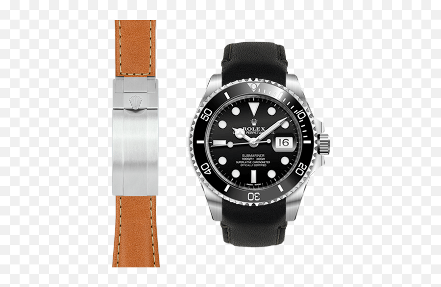 Curved End Leather Strap For Rolex - Rolex Submariner Black Rubber Strap Emoji,Mood Color Changing Watch By Emotions Clock