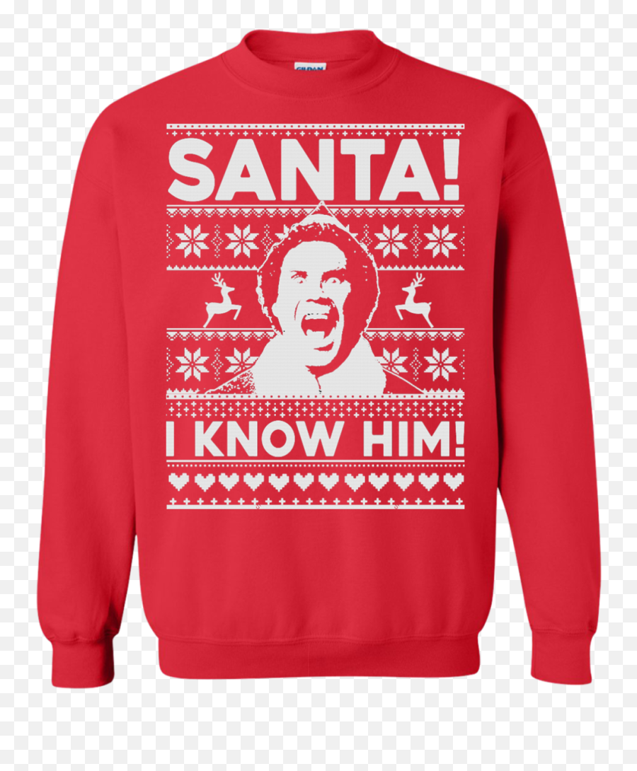 Ugly Christmas Sweater Santa I Know Him - Buddy The Elf Hoodie Emoji,Emoji Christmas Sweater