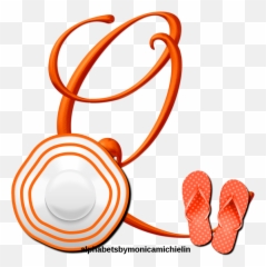 Monica Michielin Alphabets Orange Flip Flop Summer Hat Emoji,Postal Horn Emoji