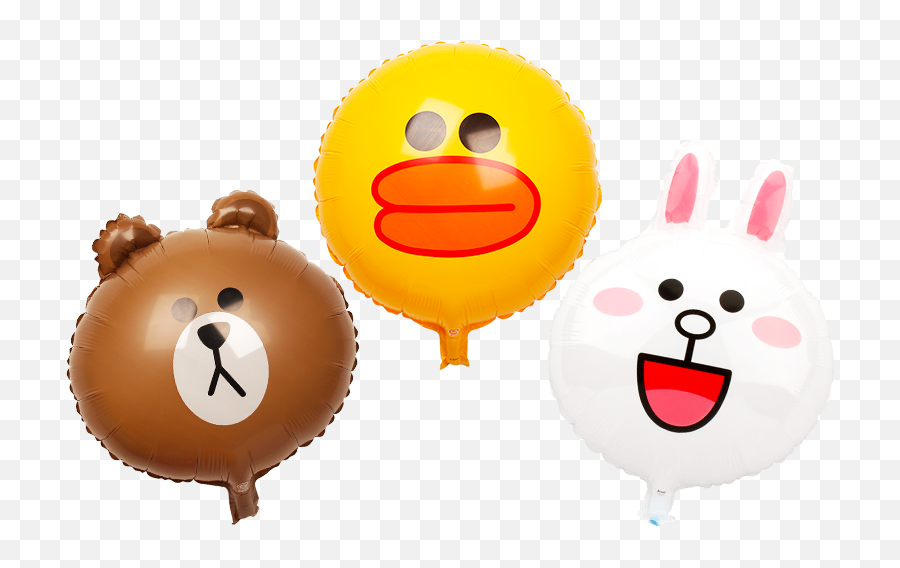 Line Friends Brown Bear Kenny Rabbit Sally Chicken Aluminum - Happy Emoji,Gas Pump Light Bulb Tent Emoji