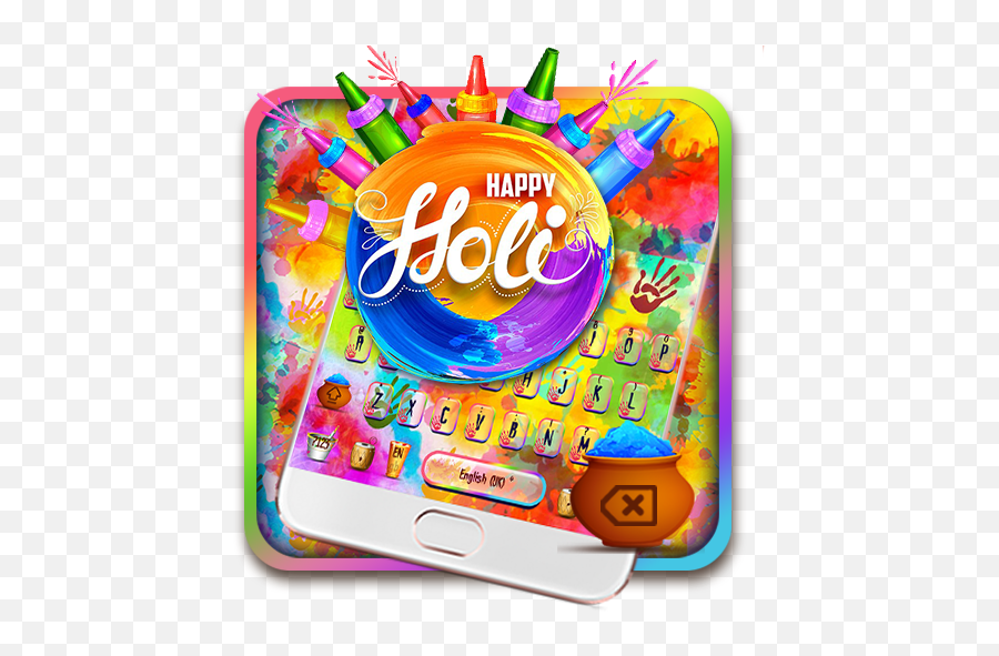 Happy Holi Keyboard Theme - Holi Circle Emoji,Holi Emoji