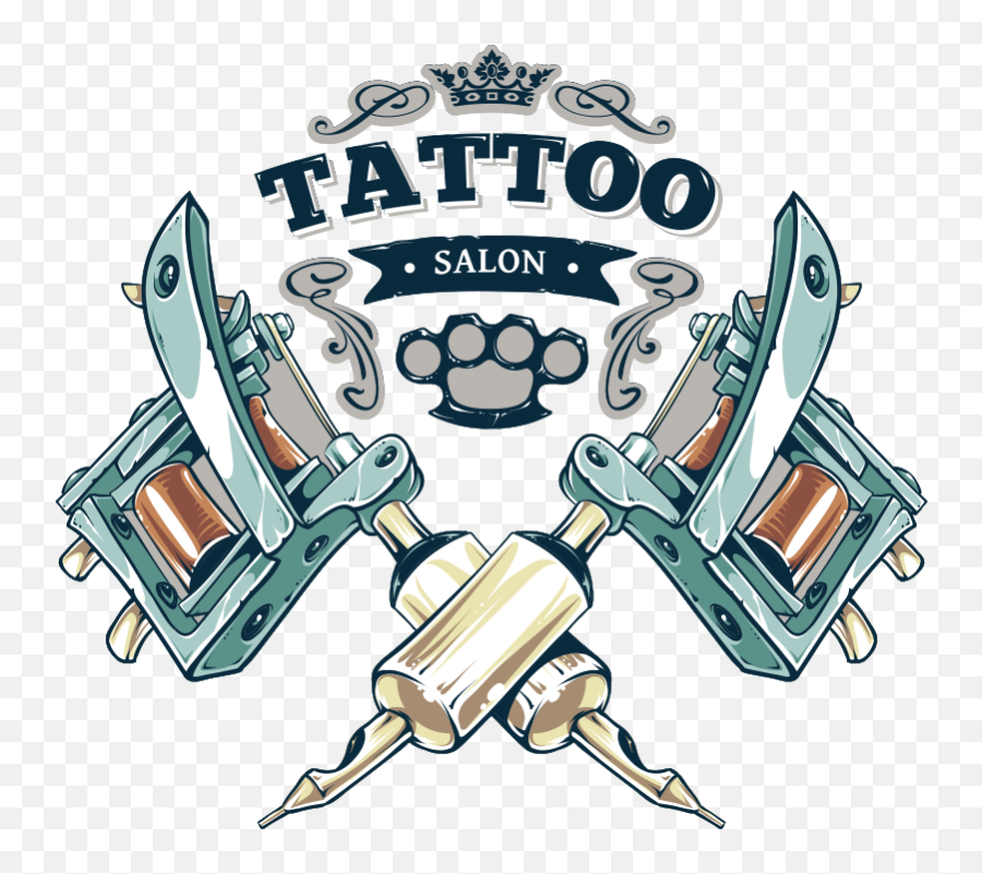 Vinilo Decorativo Arte Tatto Tienda - Colored Tattoo Machine Logo Designs Emoji,El Grito De Munch Emoticon