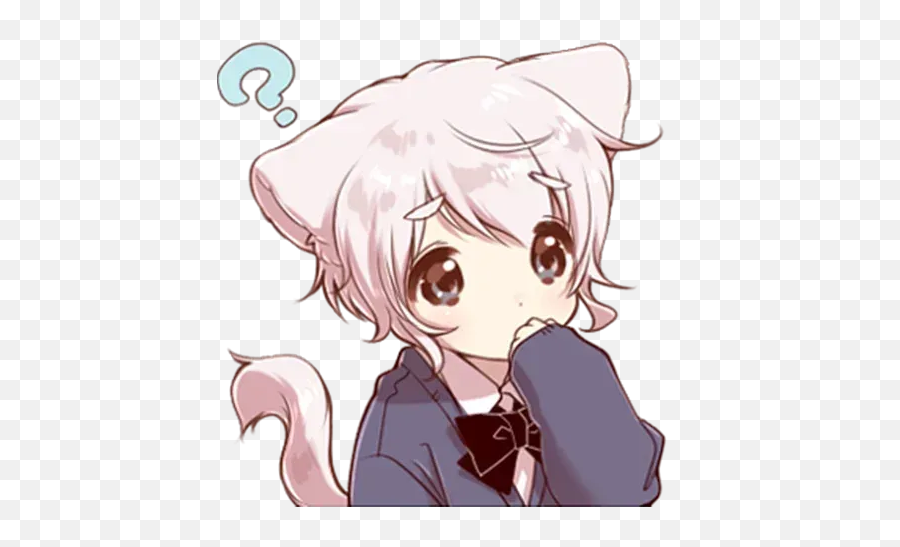 Cute Cat Ear Boy Whatsapp Stickers - Stickers Cloud Anime Cat Ear Emoji,Anime Cat Emoticon