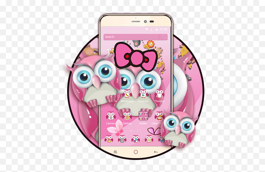 Pink Owl Lovely Cartoon Mobile Theme - Google Play Smartphone Emoji,Owl Emoji For Iphone