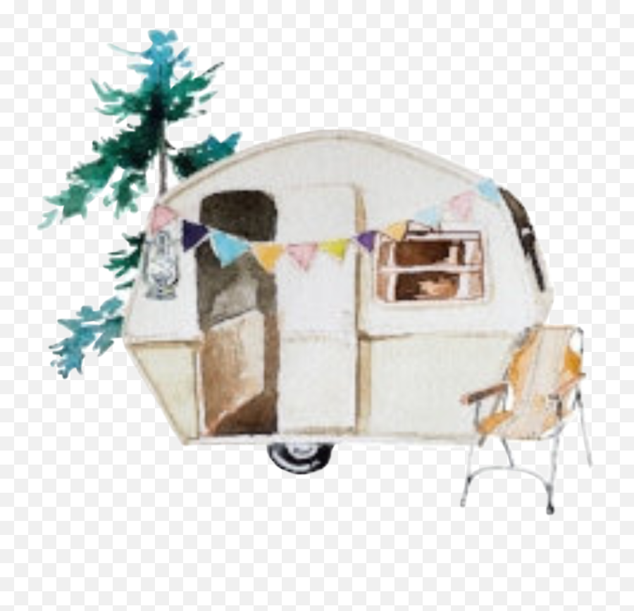 Watercolor Handpainted Camper Sticker - Recreational Vehicle Emoji,Motorhome Emoji