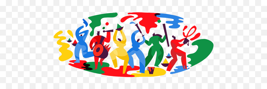 Colorful Google Doodle Celebrates Hindu - Holi Logo Emoji,Holi Emoji