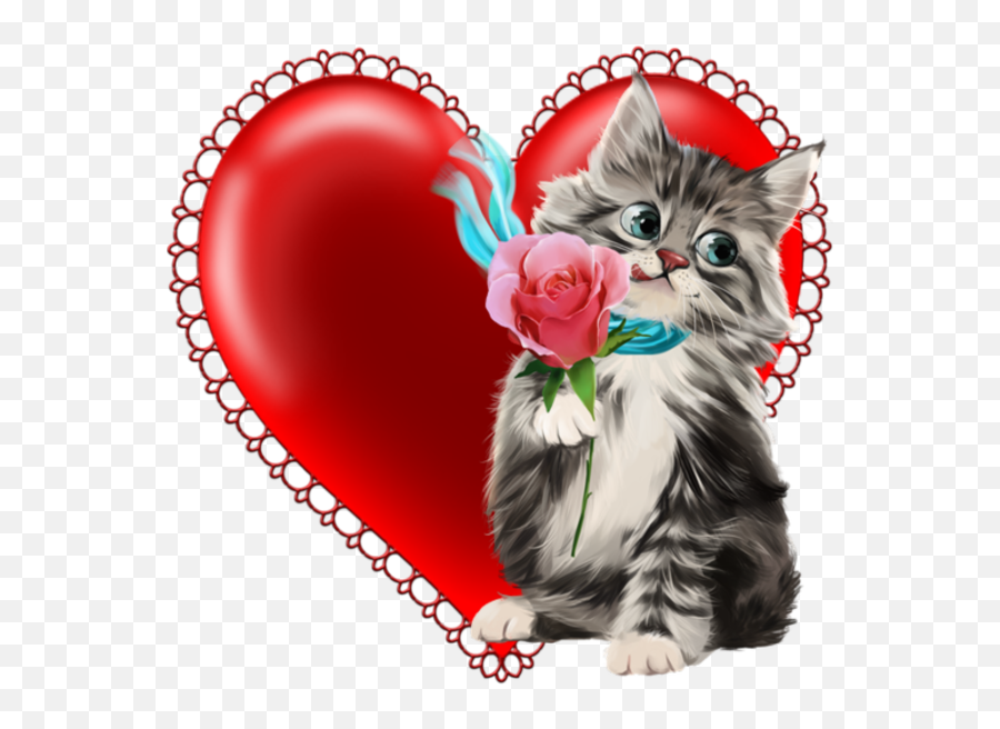Cats Illustration - Chat Avec Coeur Dessin Emoji,Christmas Emoticon Cat