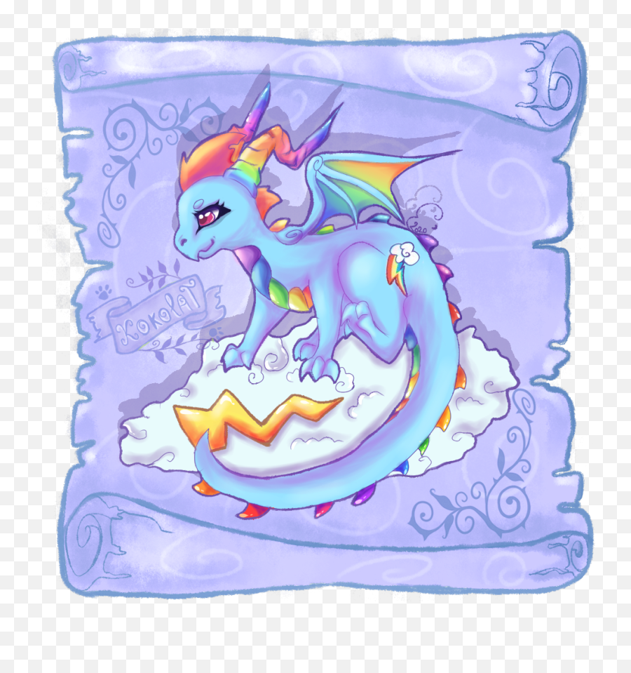 Rainbow Dash Dragon Version By Minene - Chan Fur Dessin De Dragon De Glace Emoji,My Little Pony Rainbow Dash Emoticons