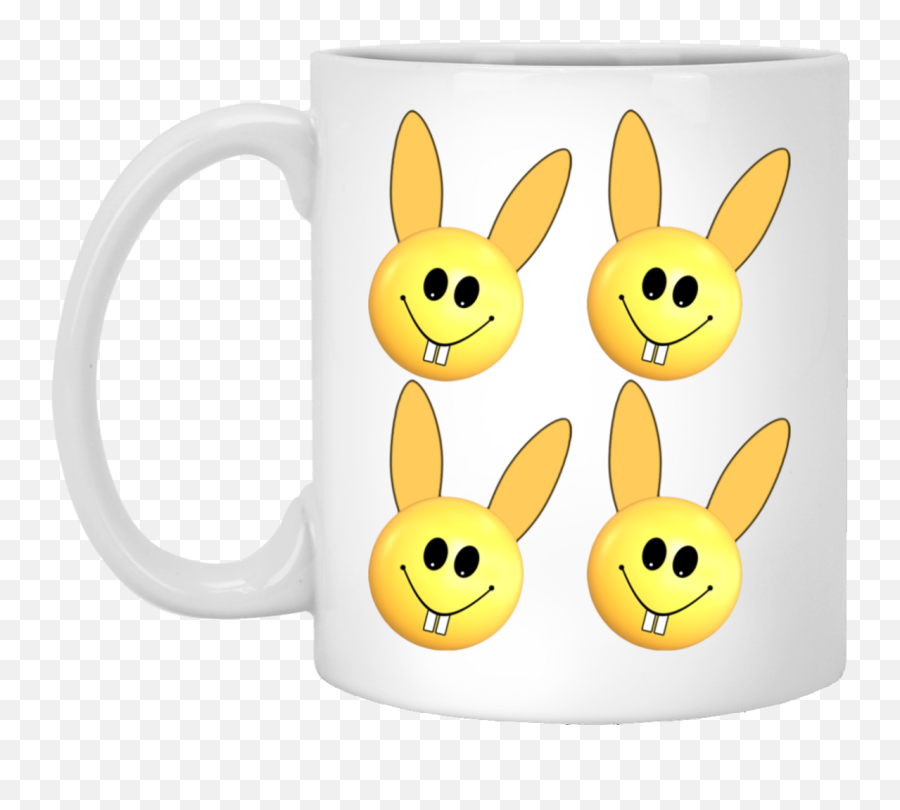 Bunny Heads Smiley Emoji Ceramic Mug 11 Oz Happy Easter White And Colors - Serveware,Easter Emoji