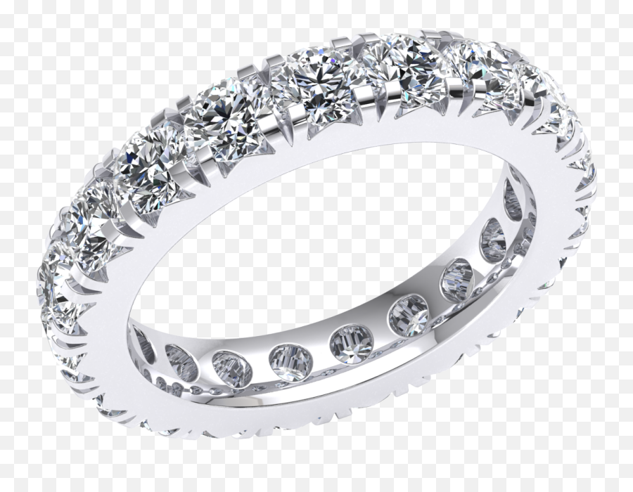 Ladies French Pavé Diamond Eternity Ring Wedding Band 950 Platinum 3ctw - Solid Emoji,Engagement Ring Emoji