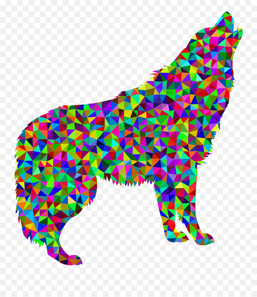 Rainbow Silhouette Of A Howling Wolf - Low Poly Crypto Icon Png Emoji,Yairi Howl Emotion