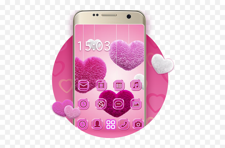 Fluffy Diamond Hearts Theme Pink Comics Launcher - Apps On Fluffy Diamond Hearts Theme Emoji,Thames Emojis
