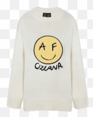Happy Af Sweater Ivory - Ozlana Official Site Mtv Stuttgart Emoji,Long Neck Emoticon