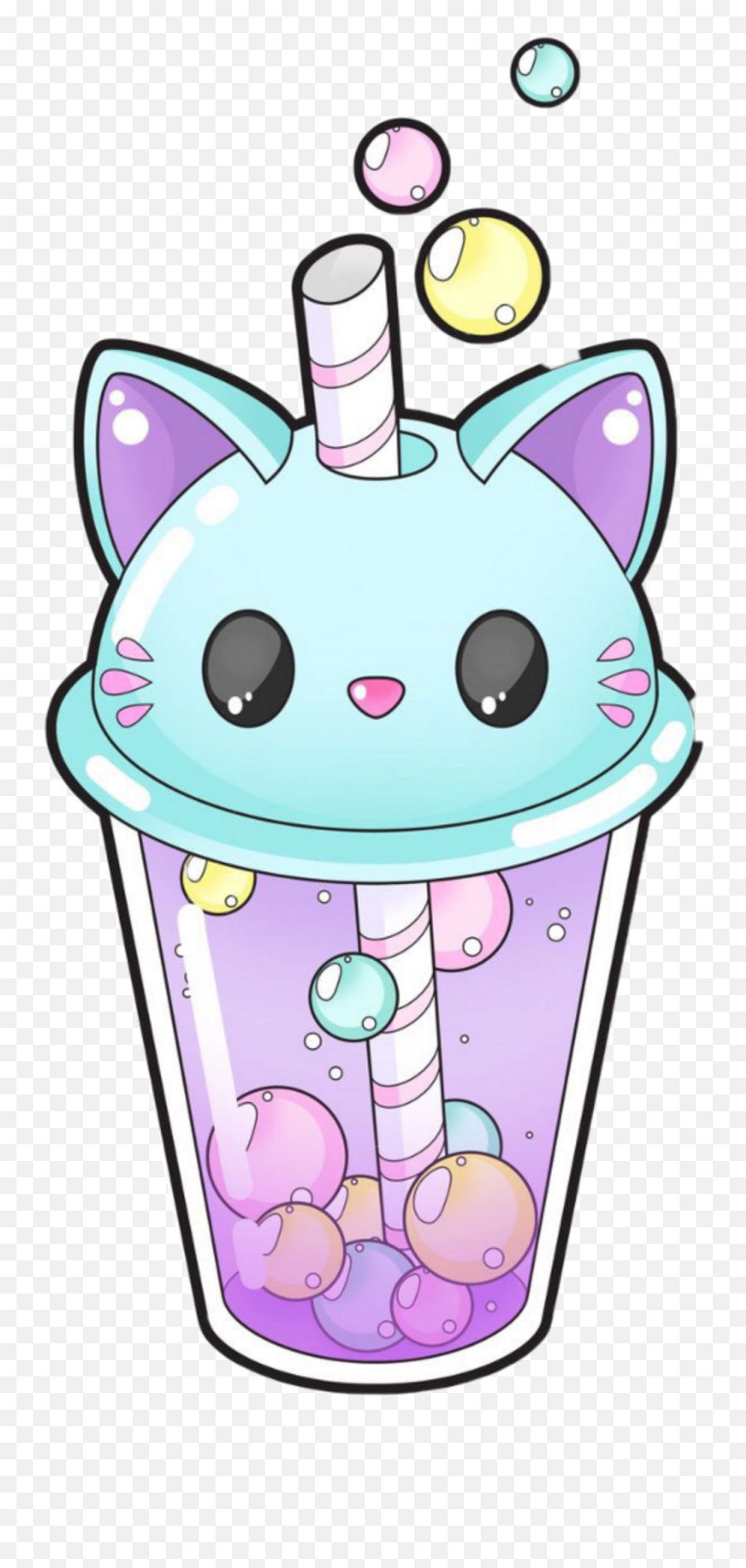 Kawaii Drink Blue Bubbles Bubble - Cute Bubble Tea Emoji,Blue Bubble Emoji Generator