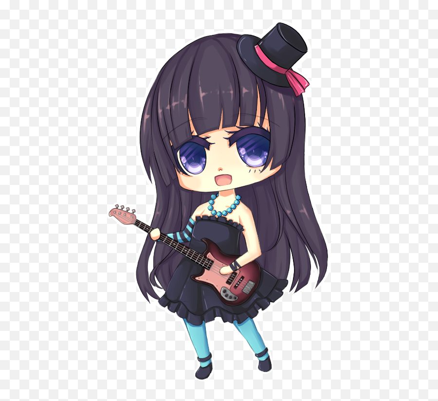 Anime Chibi Con Guitarra - Girly Emoji,Chibi Girl With Diferent Emotions