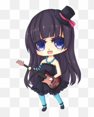 Anime Chibi Con Guitarra - Girly Emoji,Chibi Girl With Diferent Emotions