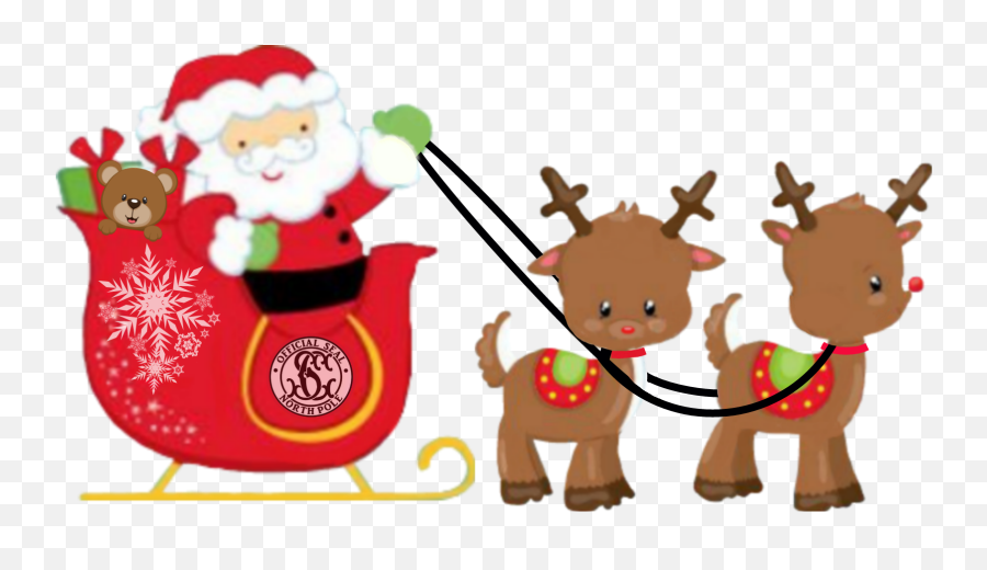 Santa - Cartoon Santa With Sleigh And Reindeer Emoji,Camisas Emoji