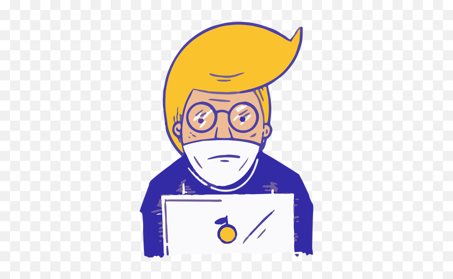 Covid19 Blonde Guy Hand Drawn Emoji,Glasses With Blonde Hair Emojis