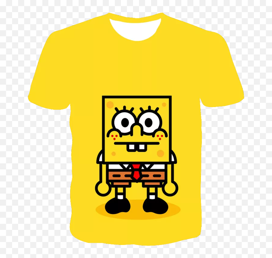 New Fashion Yellow Bob T Shirt Summer O - Neck Short Sleeve Sponge Tee For Baby Boys Kids Casual Cartoon Tops Girls Kawaii Clothes Emoji,Summer Kawaii Emoticon