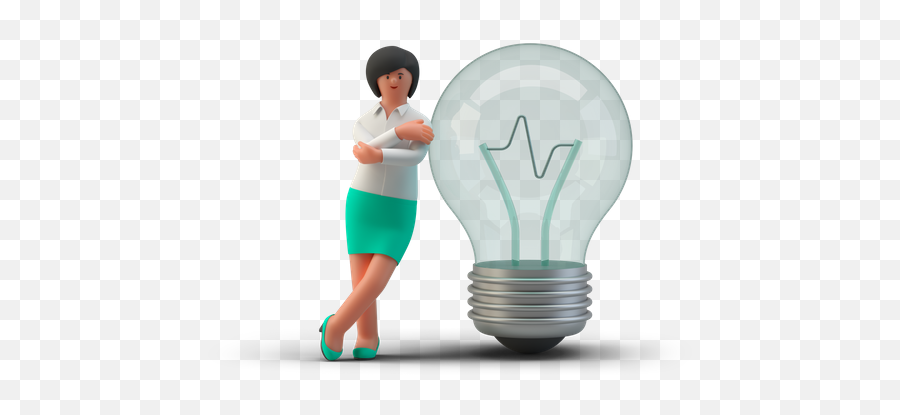 Premium Businesswoman With Light Bulb 3d Illustration Emoji,Emoji Light Bulb