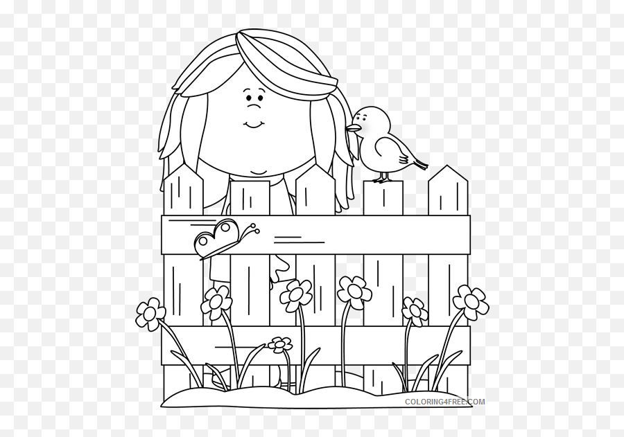Spring Girl Printable Coloring4free - Spring Bird Clipart Black And White Emoji,Girl Emoji Coloring Pages