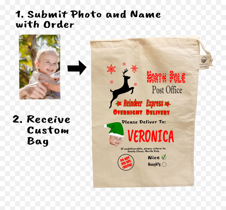 Personalized Xl Santa Sack Gift Bag - Reindeer Express Language Emoji,Santa Text Emoticon