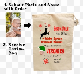 Personalized Xl Santa Sack Gift Bag - Reindeer Express Language Emoji,Santa Text Emoticon